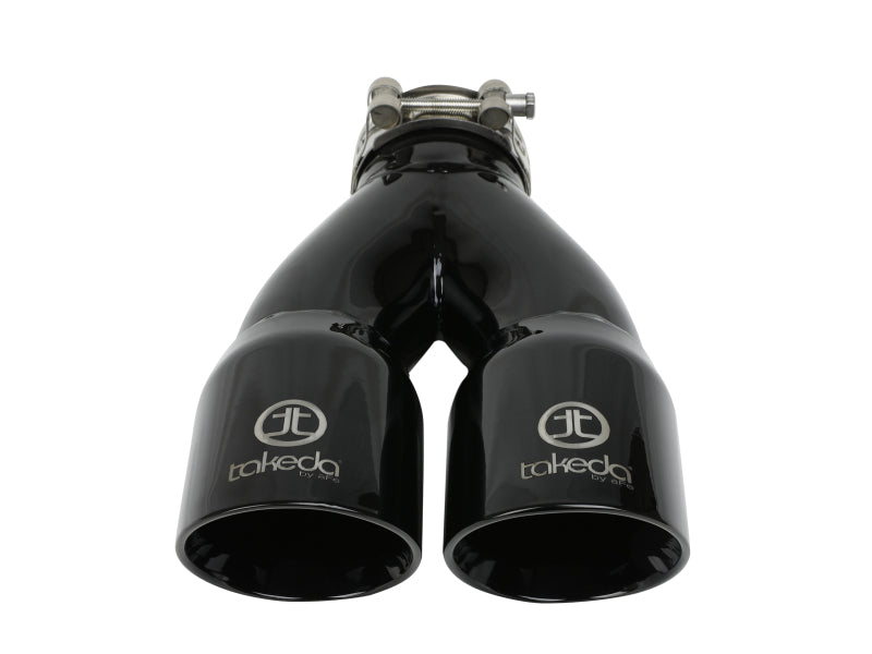 aFe Takeda 2.5in 304 Stainless Steel Clamp-on Exhaust Tip 2.5in Inlet 3in Dual Outlet - Black