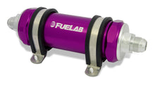 Load image into Gallery viewer, Fuelab 828 In-Line Fuel Filter Long -8AN In/Out 100 Micron Stainless - Purple