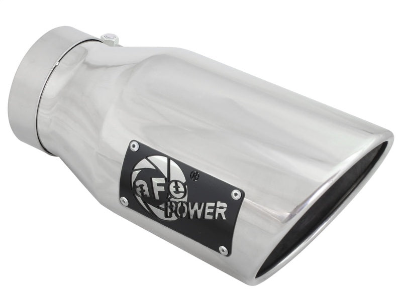 aFe MACH Force-XP 304 SS Right Side Single Wall Polished Exhaust Tip 4in Inlet x 6in Outlet x 12in L