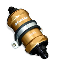 Load image into Gallery viewer, Fuelab 818 In-Line Fuel Filter Standard -8AN In/Out 10 Micron Fabric - Gold