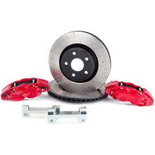 Load image into Gallery viewer, Alcon 07+ Jeep JK w/ 5x5.5in Hub 357x32mm Rotor 4-Piston Red Calipers Front Brake Upgrade Kit