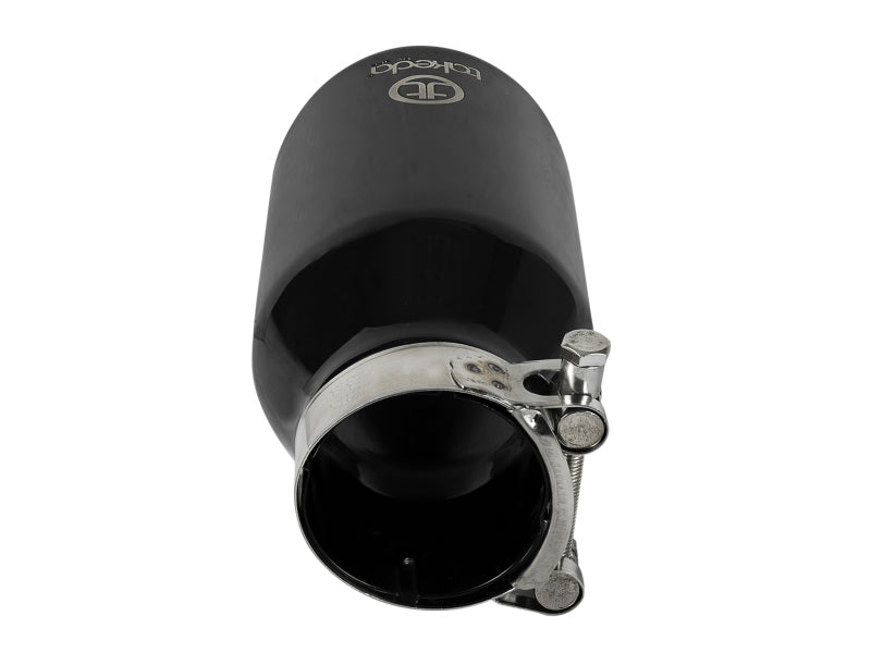 aFe Takeda 304 Stainless Steel Clamp-On Exhaust Tip 2.5in.Inlet / 4in Outlet - Black