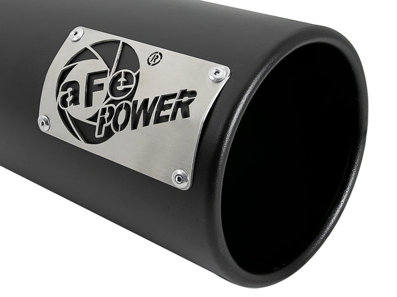 aFe SATURN 4S 4in SS Intercooled Exhaust Tip - Black 4in In x 5in Out x 12in L Bolt-On