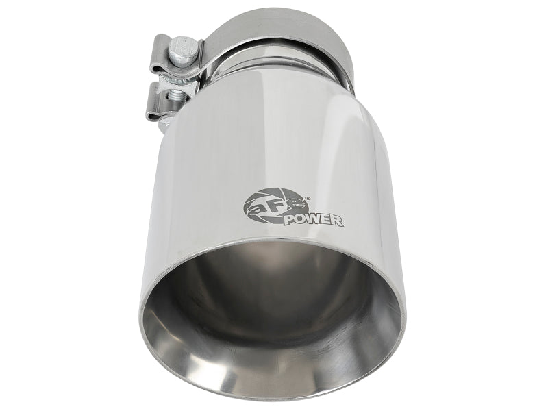 aFe MACH Force-Xp Univ 304 SS Double-Wall Clamp-On Exhaust Tip - Polished - 3in Inlet - 4.5in Outlet