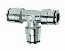 Load image into Gallery viewer, Firestone Union Tee 1/4in. Nickel Push-Lock Air Fitting - 6 Pack (WR17603453)