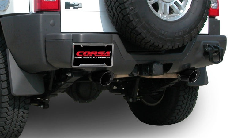 Corsa 06-08 Hummer H3 3in Cat-Back Dual Rear w Single 4in Black Pro-Series Tips