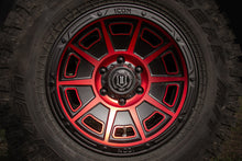 Load image into Gallery viewer, ICON Victory 17x8.5 5x5 -6mm Offset 4.5in BS Satin Black w/Red Tint Wheel