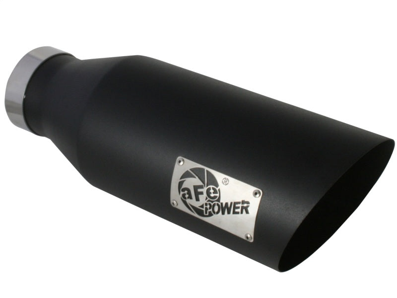 aFe MACHForce XP Exhausts Tips SS-304 EXH Tip 4In x 7Out x 18L Bolt-On (blk)