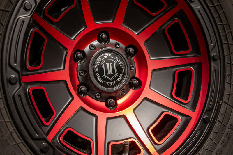 ICON Victory 17x8.5 5x5 -6mm Offset 4.5in BS Satin Black w/Red Tint Wheel