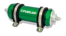 Load image into Gallery viewer, Fuelab 828 In-Line Fuel Filter Long -10AN In/Out 100 Micron Stainless - Green