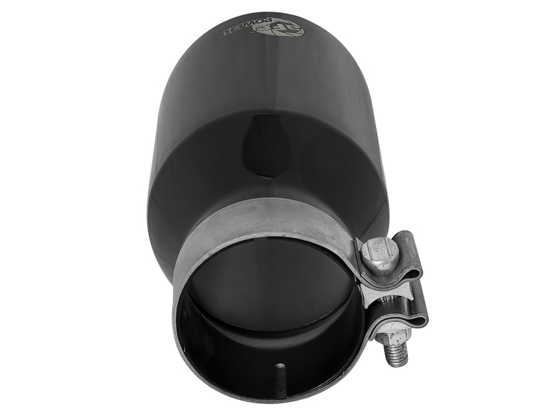 aFe MACH Force-Xp Univ 304 SS Double-Wall Clamp-On Exhaust Tip - Black - 3in Inlet - 4.5in Outlet